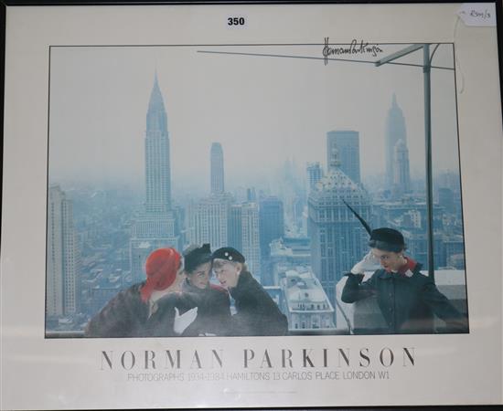 A signed Norman Parkinson Manhattan photos poster